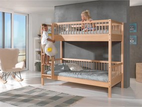 Letto da bambini a castello di colore naturale in faggio massiccio con rete inclusa 90x200 cm Forrest – Vipack
