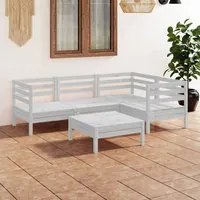 Set Divani da Giardino 5 pz in Legno Massello di Pino Bianco cod mxl 36559