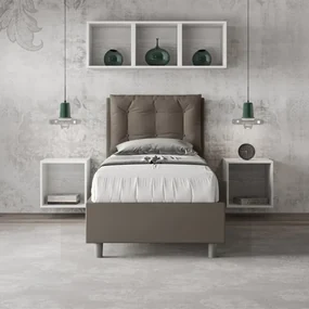 Letto contenitore imbottito 80x200 similpelle cappuccino Annalisa