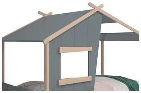 Letto da bambini a forma di casa verde polveroso in pino massiccio con rete inclusa 90x190 cm Luba – Marckeric