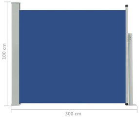 Tenda Laterale Retrattile per Patio 100x300 cm Blu