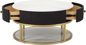 Tavolo da caffè con struttura dorata montpellier colore nero ø75x36 cm