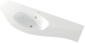 Lavabo a incasso rettangolare L 138 x H 1.2 x P 52 cm in resina bianco