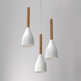 Lampadario a sospensione con filo MUZA NEW 3xE27/60W/230V faggio/bianco