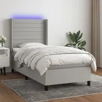 Letto a Molle Materasso e LED Grigio Chiaro 90x200 cm Tessuto 3138365