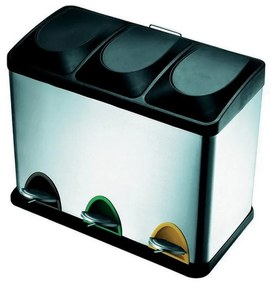 Pattumiera per raccolta differenziata a pedale grigio inox 45 L