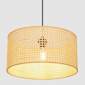Lampadario a sospensione con filo ALBA 1xE27/15W/230V diametro 40 cm rattan/nero