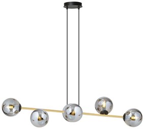 Lampadario a sospensione GRAVITY 6 Nero/Bianco e Oro 6xE14