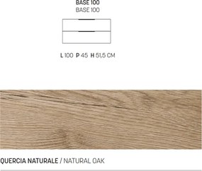 Mobile bagno sospeso con doppio cassetto BALI 100 cm Quercia Naturale