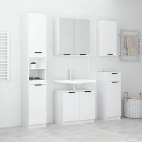 Set Di Mobili Da Bagno 5 Pz Bianco İn Legno Multistrato /