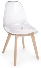 Set da 4 sedie WYNWOOD in policarbonato trasparente e gambe in faggio