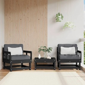 Sedie da giardino con cuscini 2pz legno massello di pino nero