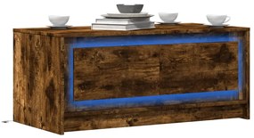 Tavolino Da Salotto Con Luci Led Rovere Fumo İn Truciolato /
