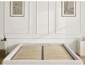 Letto matrimoniale imbottito bianco con contenitore/senza testiera con rete inclusa 160x200 cm Inera – Bobochic Paris