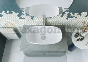 Mobile bagno Grigio Cielo 80x50 Thema con cassetto e Top consolle con lavabo rettangolare bianco in ceramica