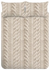 Biancheria da letto matrimoniale beige/micro felpa estesa 230x220 cm Cable Knit - Catherine Lansfield
