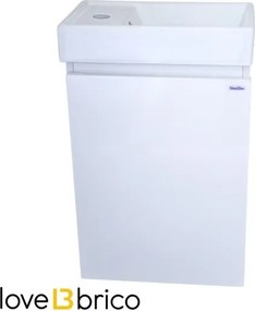 Mobile bagno sospeso 40 cm salvaspazio con lavabo e specchio bianco laccato