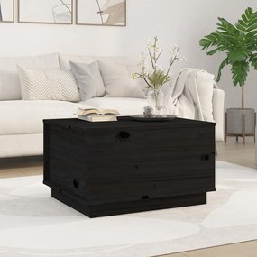 Tavolino Da Salotto Nero 60x50x35 Cm İn Legno Massello Di Pino /
