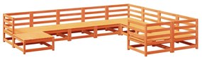 Set divani da giardino 10 pz marrone cera legno massello pino