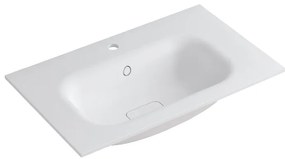 Lavabo a incasso rettangolare vasca centrale L 80.5 x H 15 x P 46 cm in resina bianco lucido