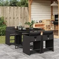 Set da Pranzo da Giardino 5 pz Nero con Cuscini in Polyrattan 3277842