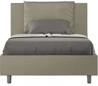 Letto imbottito 1 piazza e mezza 120x190 cm Antea - Similpelle,Cappuccino,Contenitore