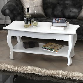 Tavolino Da Salotto Con 2 Ripiani İn Mdf Bianco /