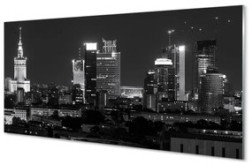 Quadro in vetro Varsavia panorama notturno grattacieli 100x50 cm