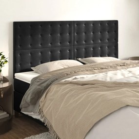 Testiera 4 Pz Nera 80x5x78/88 Cm İn Velluto /