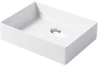 Lavabo da appoggio rettangolare in ceramica bianca lucida 50x38cm Disegno-Ceramica