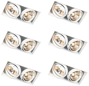 Set di 6 faretti da incasso bianchi GU10 AR111 senza bordi 2 luci - Oneon