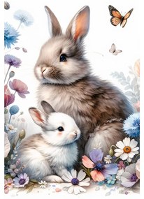 Quadro su tela – Dolci coniglietti tra i fiori