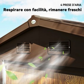 Casetta da Giardino Porta Attrezzi 235,7x152x208,7 cm con Pannelli in Acciaio Galvanizzato Effetto Legno Marrone...