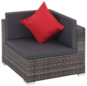 Set divani da giardino 8 pz con cuscini in polyrattan grigio