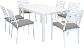 DEXTER - set tavolo in alluminio cm 160/240 x 90 x 75 h con 4 sedie e 2 poltrone Dexter