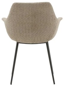 Set di sedie MIRASIERRA in tessuto beige effetto bouclé e gambe in metallo nero, con braccioli