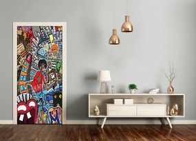 Sticker porta Collage musicale 95x205 cm