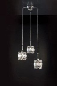 3-light suspension lamp - chrome and crystal - 1055/S3 - Contemporary - Arredo Luce Cromo