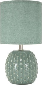 Lampada da Comodino Pontus Turchese Ø14x27 cm in Ceramica e Ferro e Tessuto Azzurro...