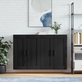Armadietti A Parete 2 Pz Neri İn Legno Multistrato /