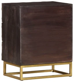 Comodino nero 40x30x50 cm in legno massello di mango