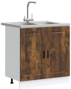 Mobile base per lavabo &quot;&quot;porto&quot;&quot; con lavabo rovere affumicato 80x46x84,5 cm in legno ingegnerizzato