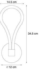 Lampada da parete moderna nera con LED dimmerabile a 3 livelli - Keri