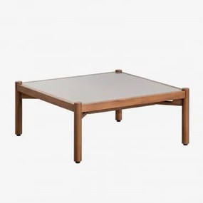 Tavolino in Cemento e Legno di Acacia Gamila Grigio & 70 x 70 cm - Sklum