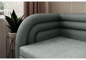 Divano verde allungabile/con contenitore con penisola a sinistra e rivestimento in ciniglia 223 cm Fabillo – ELTAP