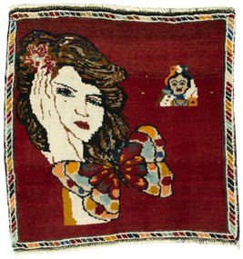 Shiraz Tappeto 50x50 Rosso (Iran) Annodato A Mano