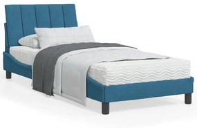 Giroletto con testiera blu 90x190 cm in velluto