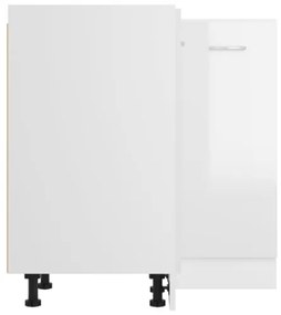 Armadio Angolare Bianco Lucido 75,5x75,5x80,5 cm in Truciolato
