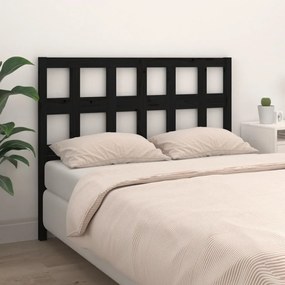 Testiera per letto nera 155,5x4x100 cm legno massello di pino