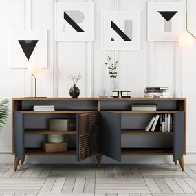 Credenza antracite in noce 180x79 cm Milan - Kalune Design